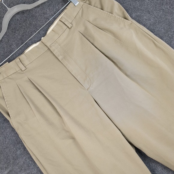 L.L.Bean Other - L.L. Bean Mens Khaki Double Pleated Chino Pants 100% Cotton Tan Size 37